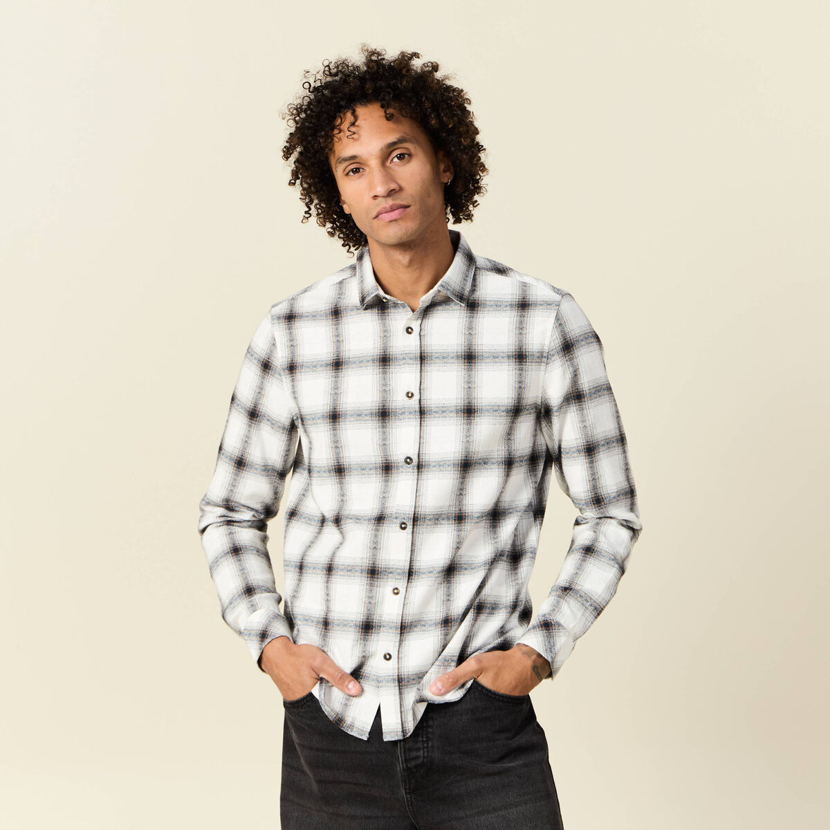 Chemise manches longues bleu marine homme