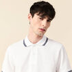 Polo cintr&eacute; en coton manches courtes blanc homme