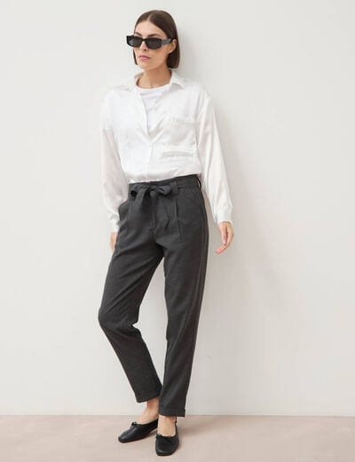 Pantalon paperbag gris femme