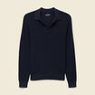 Pull droit col polo manches longues bleu marine homme