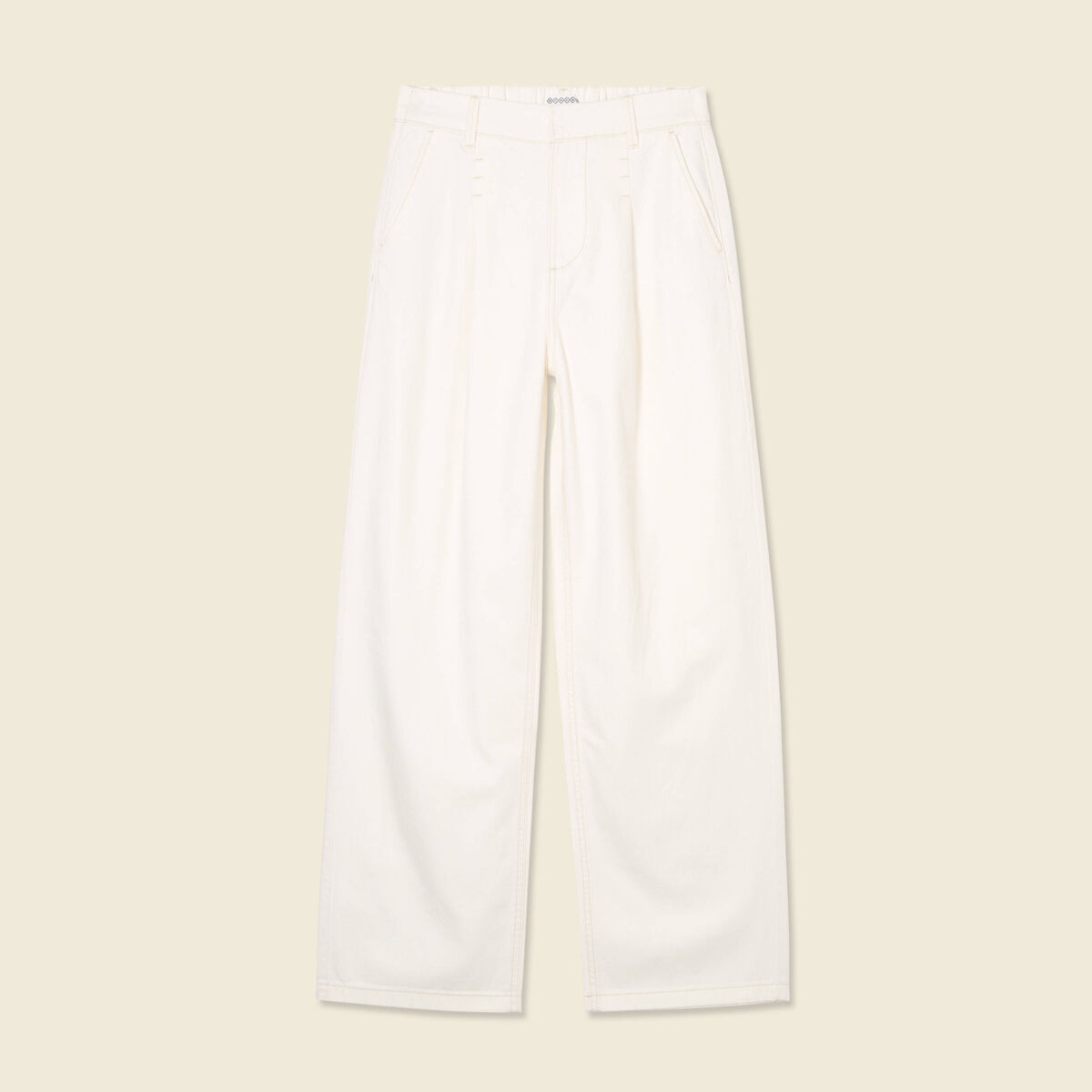 Jeans large à pinces denim blanc femme