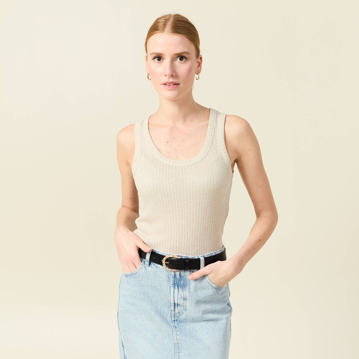 Débardeur sans manches beige femme