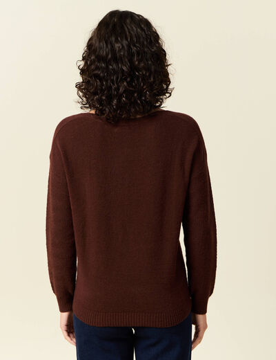 Pull manches longues marron femme