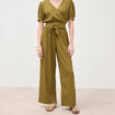 Pantalon loose avec ceinture vert kaki femme