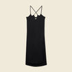 Robe midi droite satin noir femme