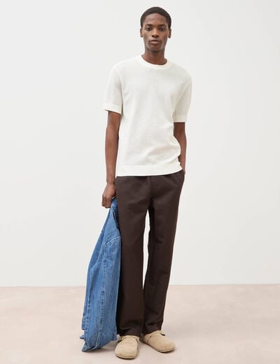 Pantalon coupe straight marron fonc&eacute; homme