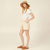 Short cargo fluide ceinturé creme femme