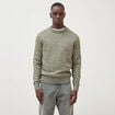Pull droit tweed manches longues vert kaki homme