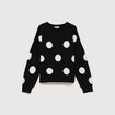 Pull manches longues col rond noir femme