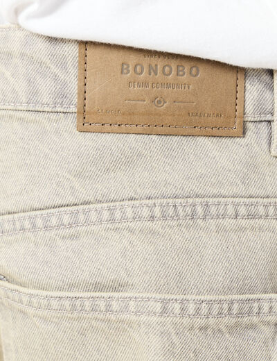 Jeans large 5 poches denim beige homme