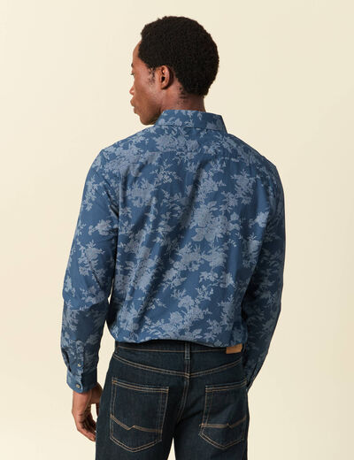 Chemise en coton manches longues bleu marine homme
