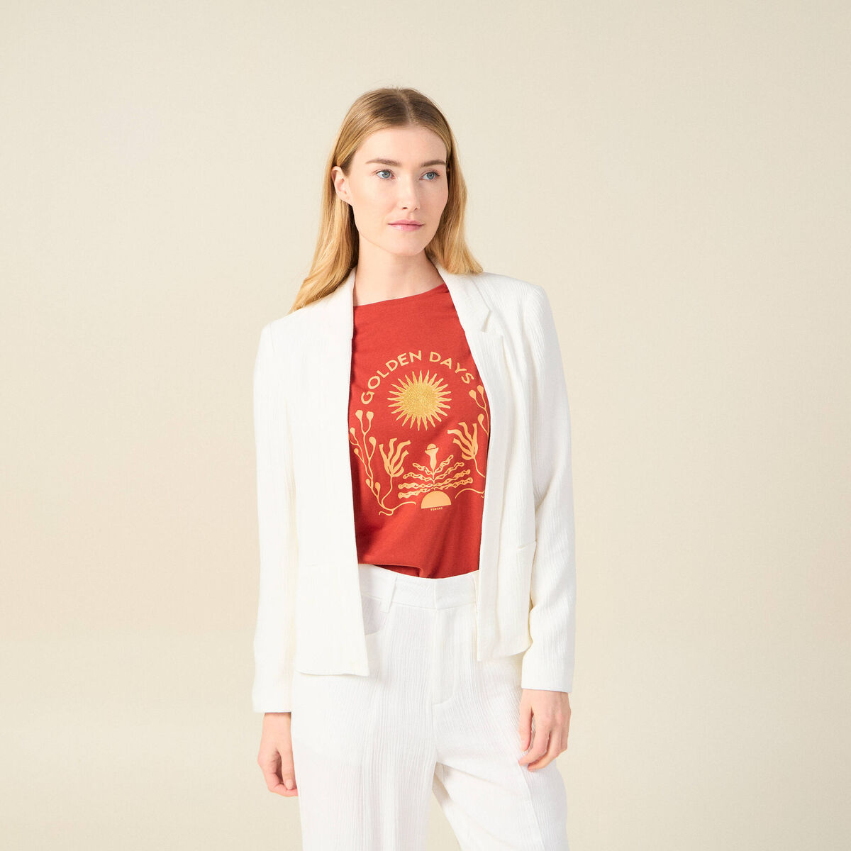 Veste blazer éco-responsable ecru femme