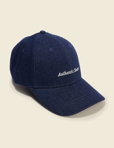 Casquette en jeans coton bleu fonc&eacute; homme