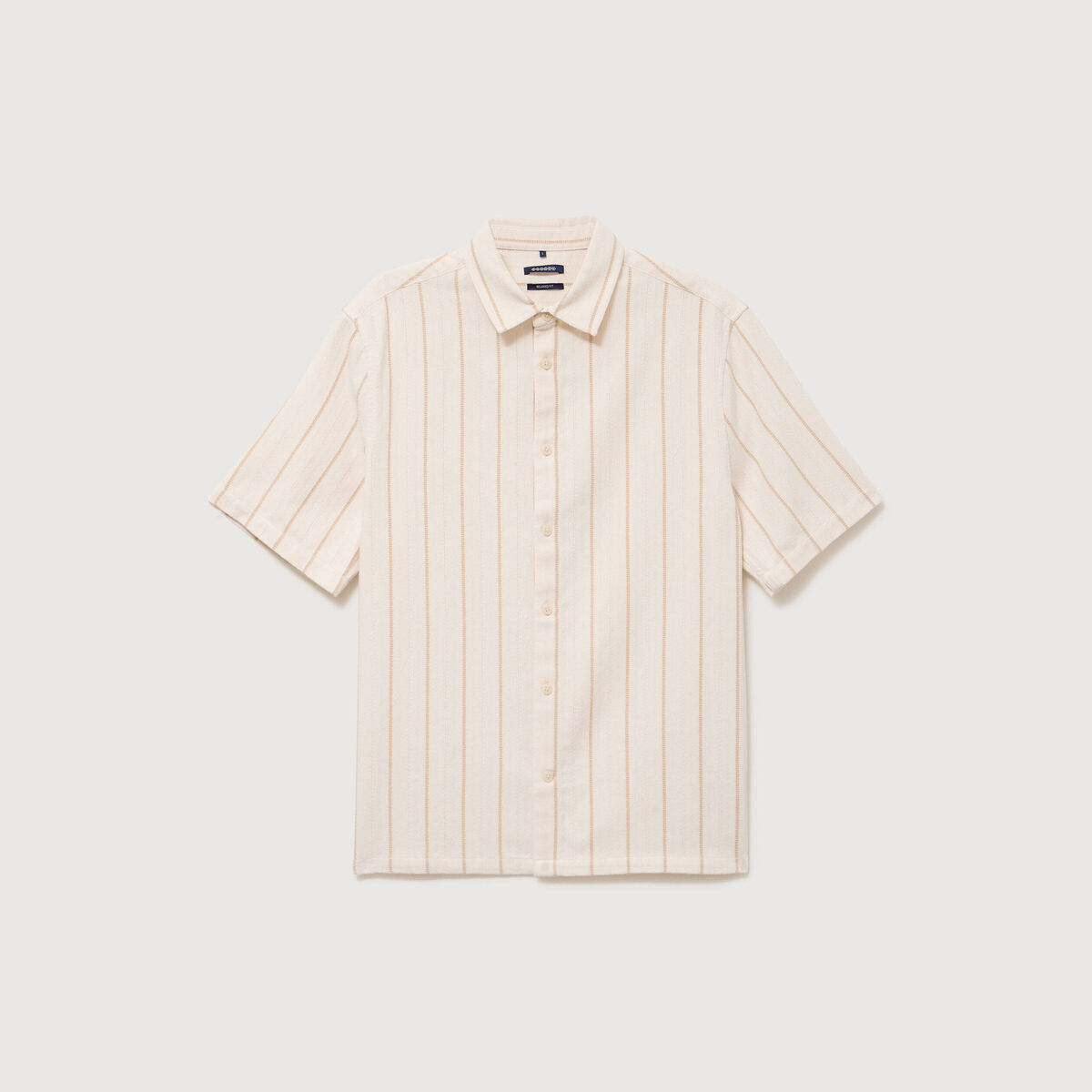 Chemise ray&eacute;e manches courtes ecru homme