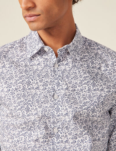 Chemise en coton manches longues blanc homme