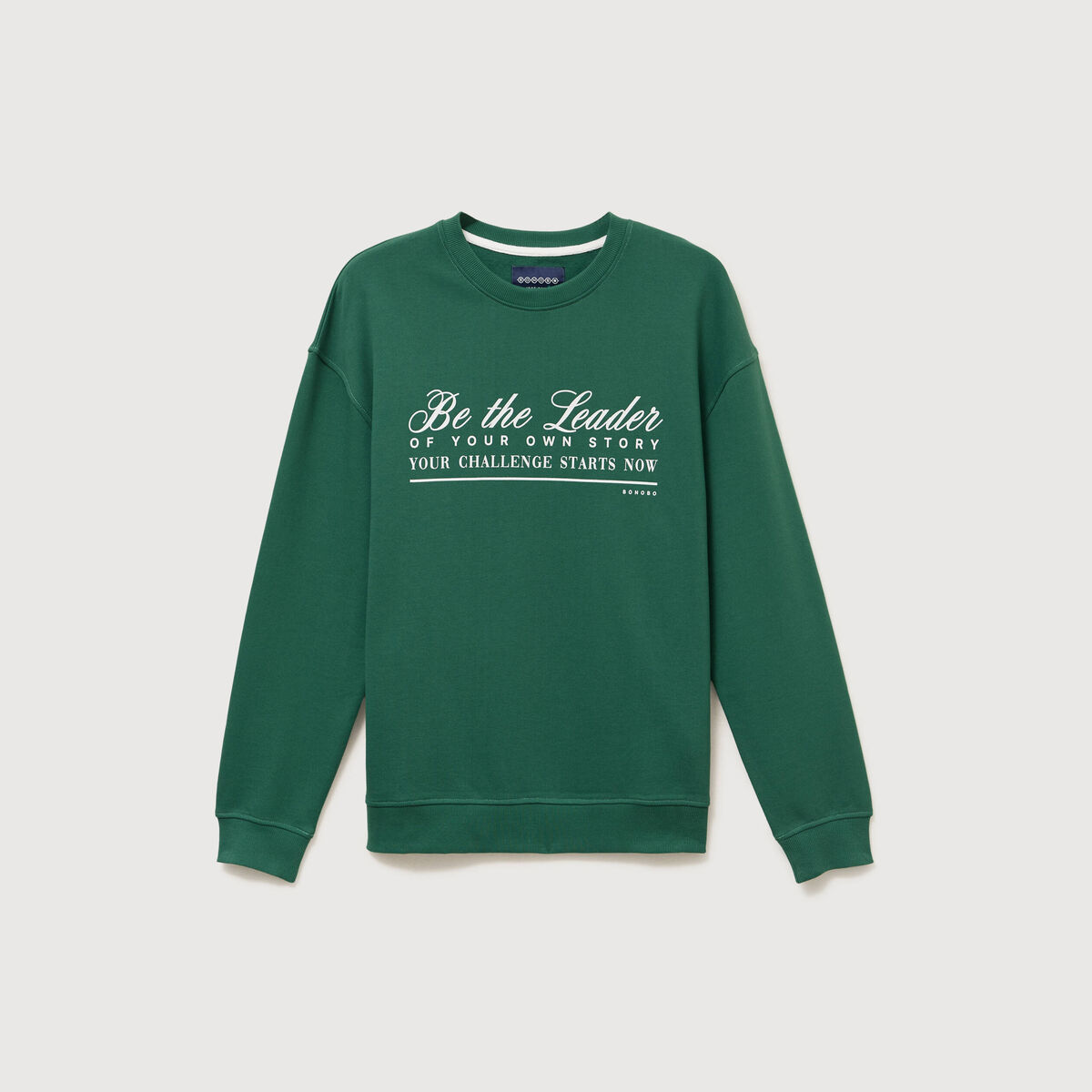 Sweat manches longues en coton vert homme