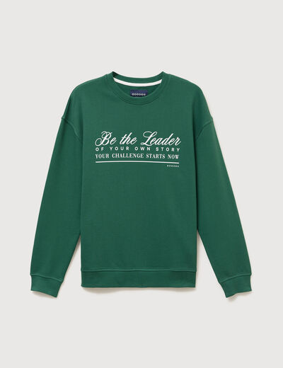 Sweat manches longues en coton vert homme