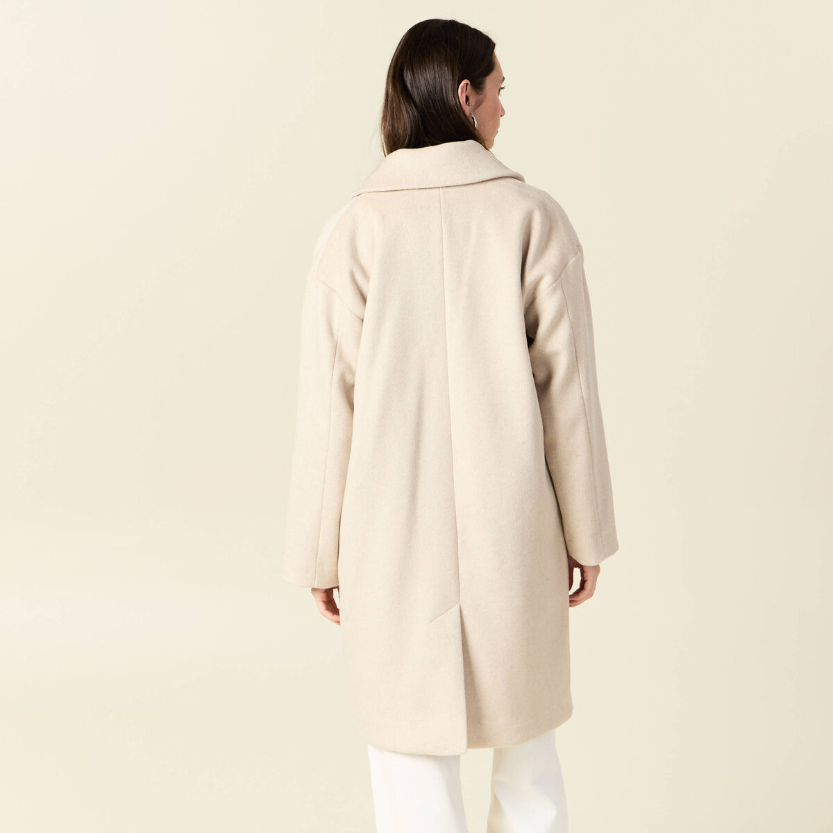 Manteau long oversize creme femme