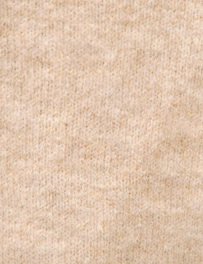 Pull droit col rond manches longues creme femme