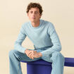 Pull fin col rond manches longues bleu ciel homme