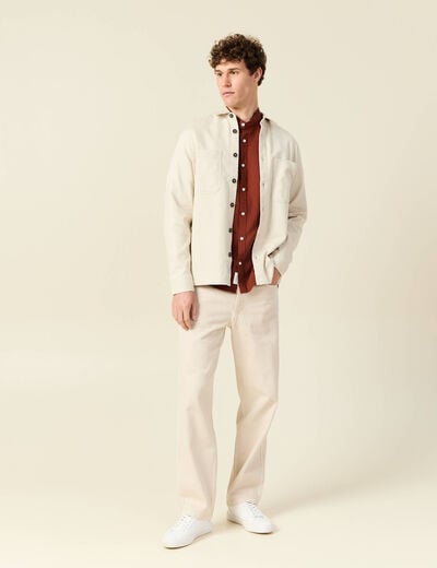 Chemise manches courtes marron cognac homme