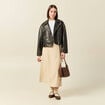 Jupe longue portefeuille beige femme