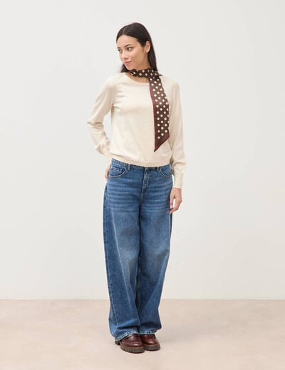 Pull manches longues creme femme