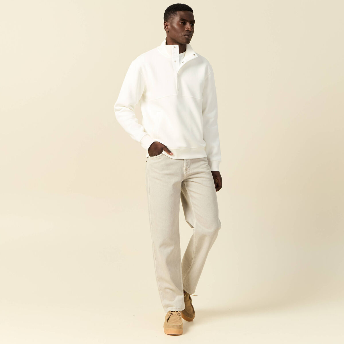 Sweat manches longues ecru homme