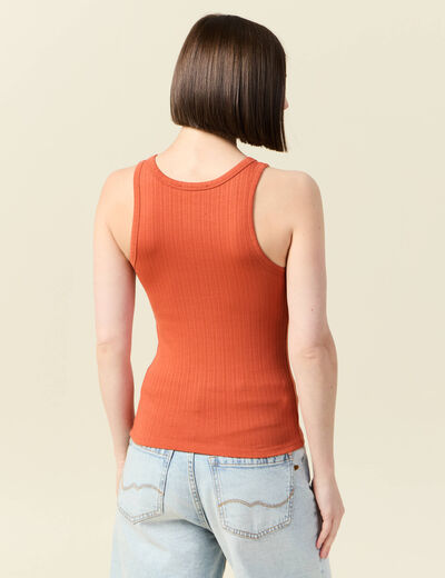 Débardeur 2 en 1 avec brassière intégrée orange foncé femme