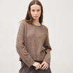 Pull col rond manches longues marron femme