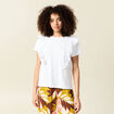 T-shirt en coton manches courtes blanc femme