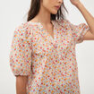Blouse droite en coton manches courtes orange fonc&eacute; femme