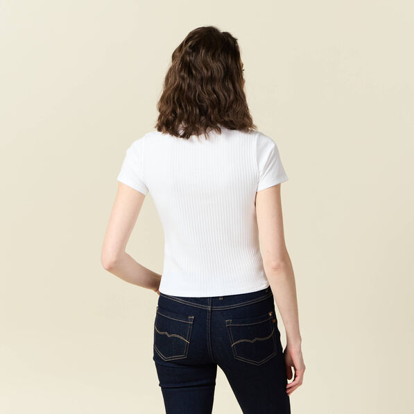 Polo manches courtes blanc femme