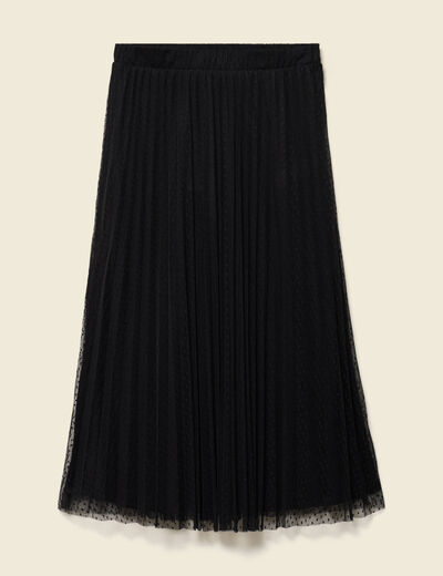 Jupe midi &eacute;vas&eacute;e tulle noir femme