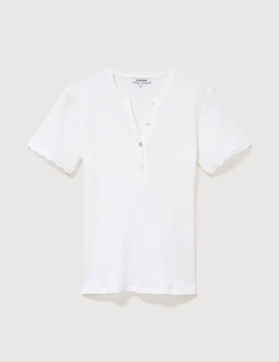 T-shirt ajust&eacute; manches courtes blanc femme