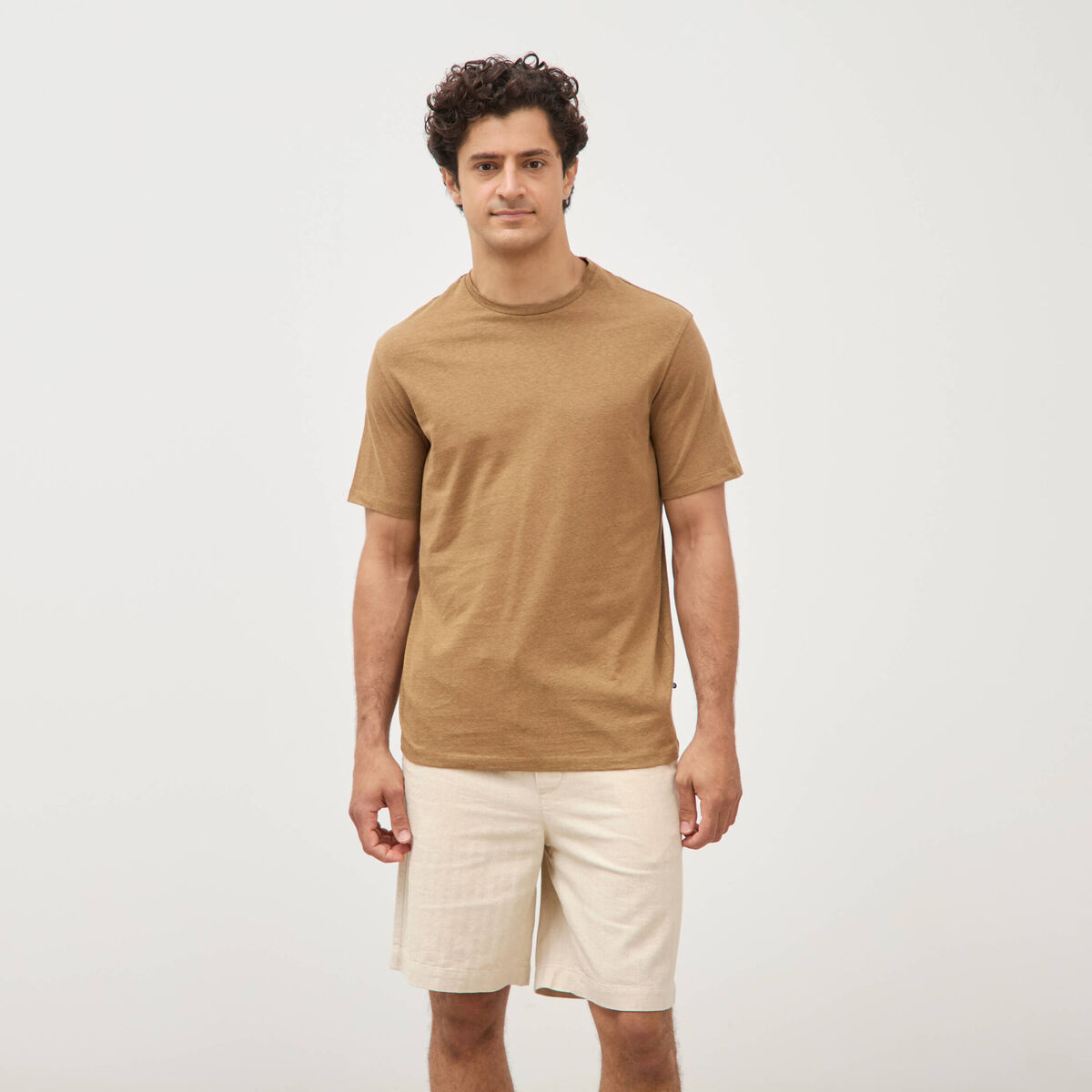 T-shirt ras de cou manches courtes vert kaki homme