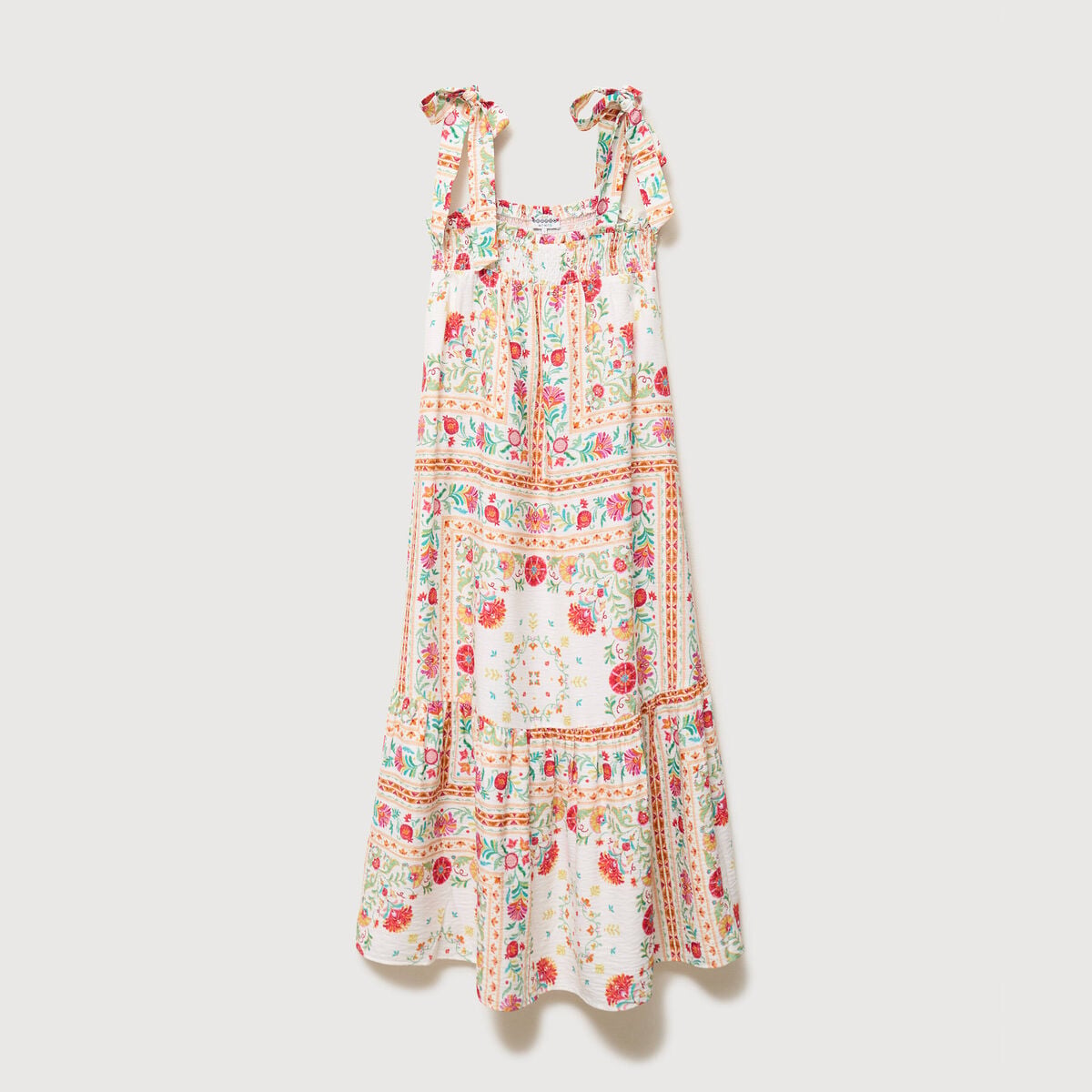Robe bretelles col carr&eacute; fluide blanc femme