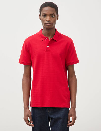 Polo cintr&eacute; en coton manches courtes rouge homme
