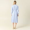 Robe longue évasée ceinturée bleu ciel femme