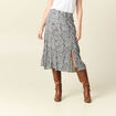 Jupe midi droite fendue noir femme
