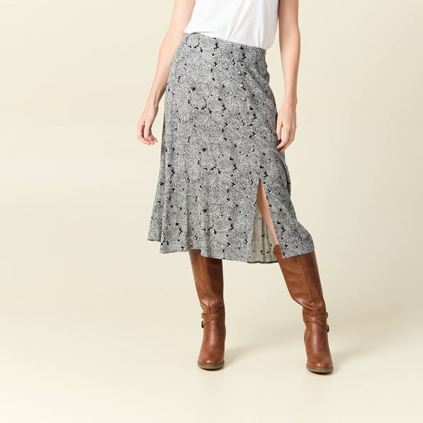 Jupe midi droite fendue noir femme