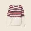 Pull manches longues col rond ecru femme