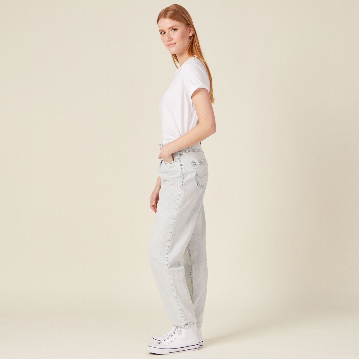Jeans slouchy denim snow bleu femme