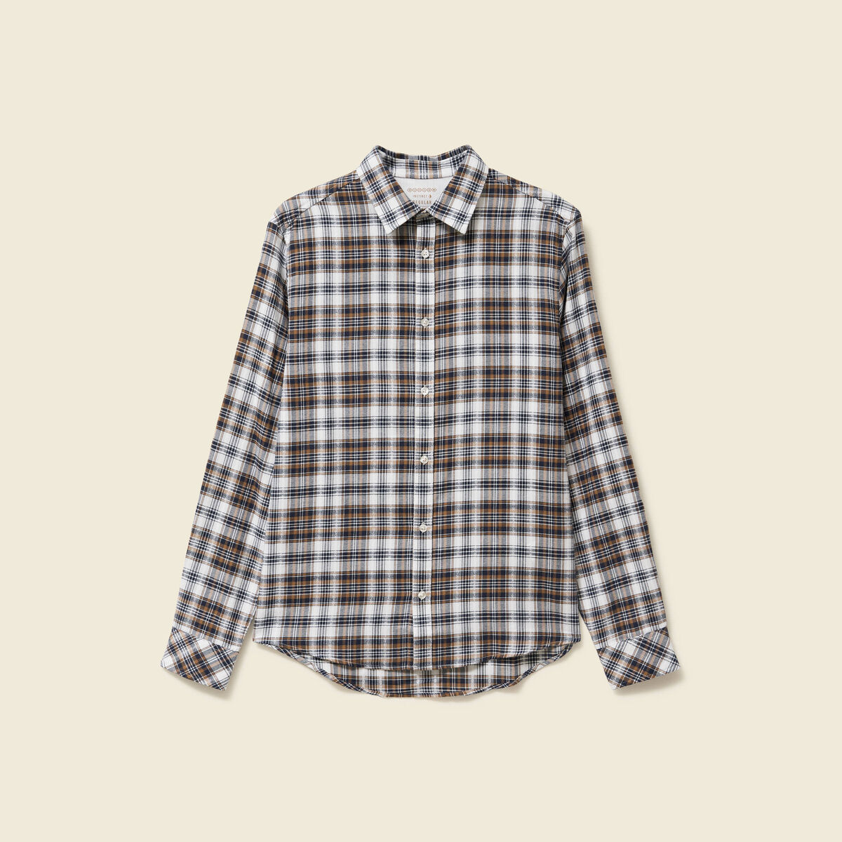 Chemise manches longues en coton vert kaki homme