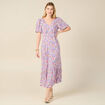 Robe longue évasée rose femme
