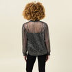 T-shirt manches longues brillant noir femme
