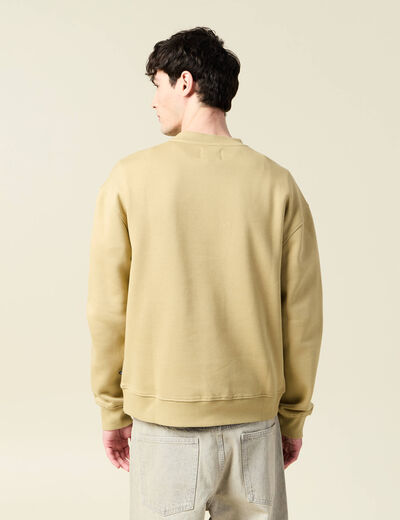 Sweat col rond manches longues beige homme