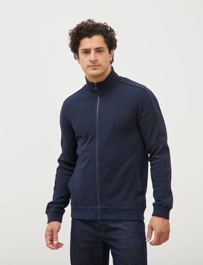 Gilet manches longues col montant bleu marine homme