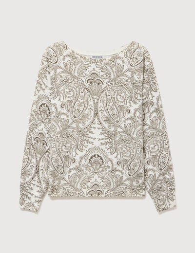 Pull manches longues col bateau vert kaki femme