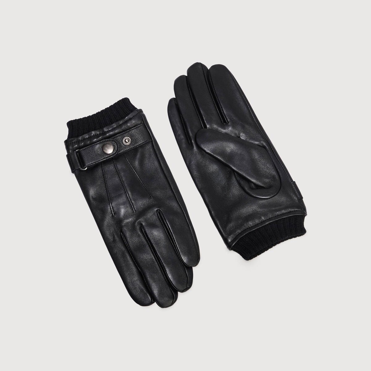 Gants en cuir avec doublure noir homme
